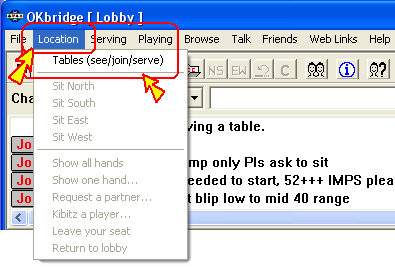 or choose Tables from the Location menu